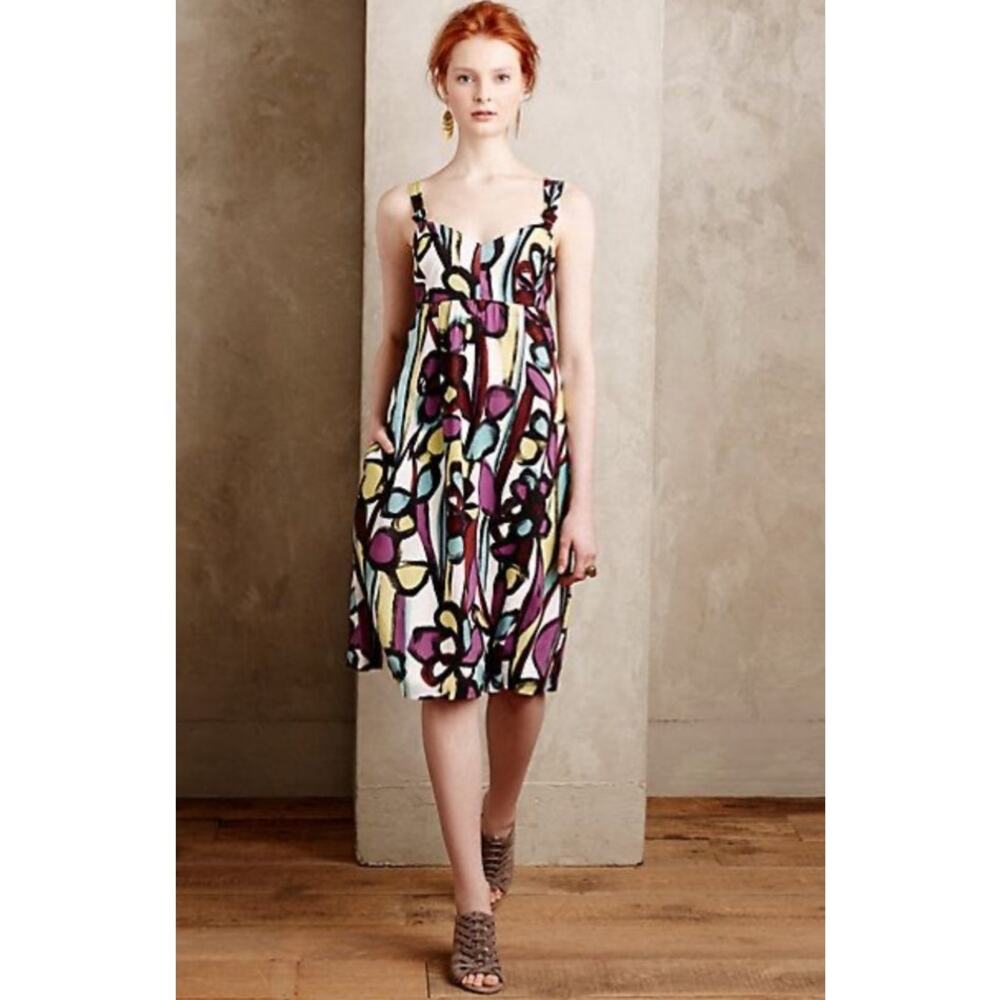 Anthropologie‎ Tabitha Abstract Print Midi Tank Dress Bold Loud Festival Artsy 6